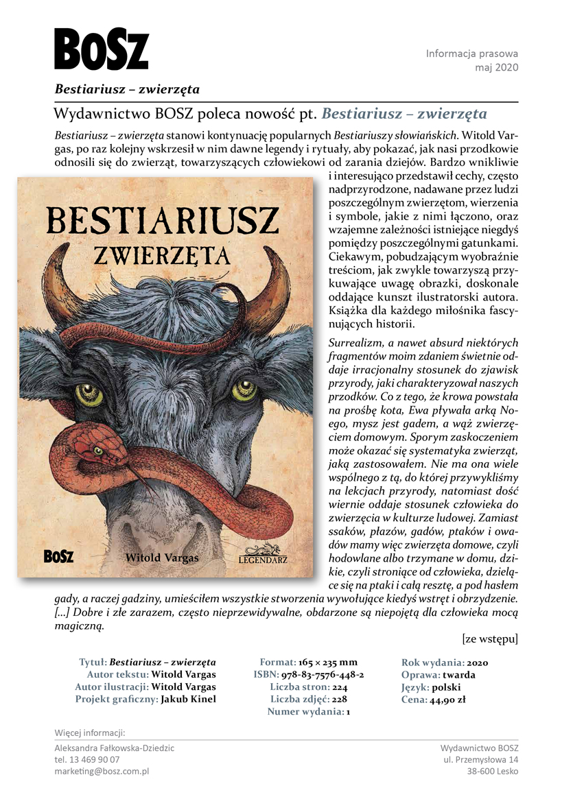 „Bestiariusz - zwierzęta” -premiera kolejnej książki z bestsellerowej serii Legendarz