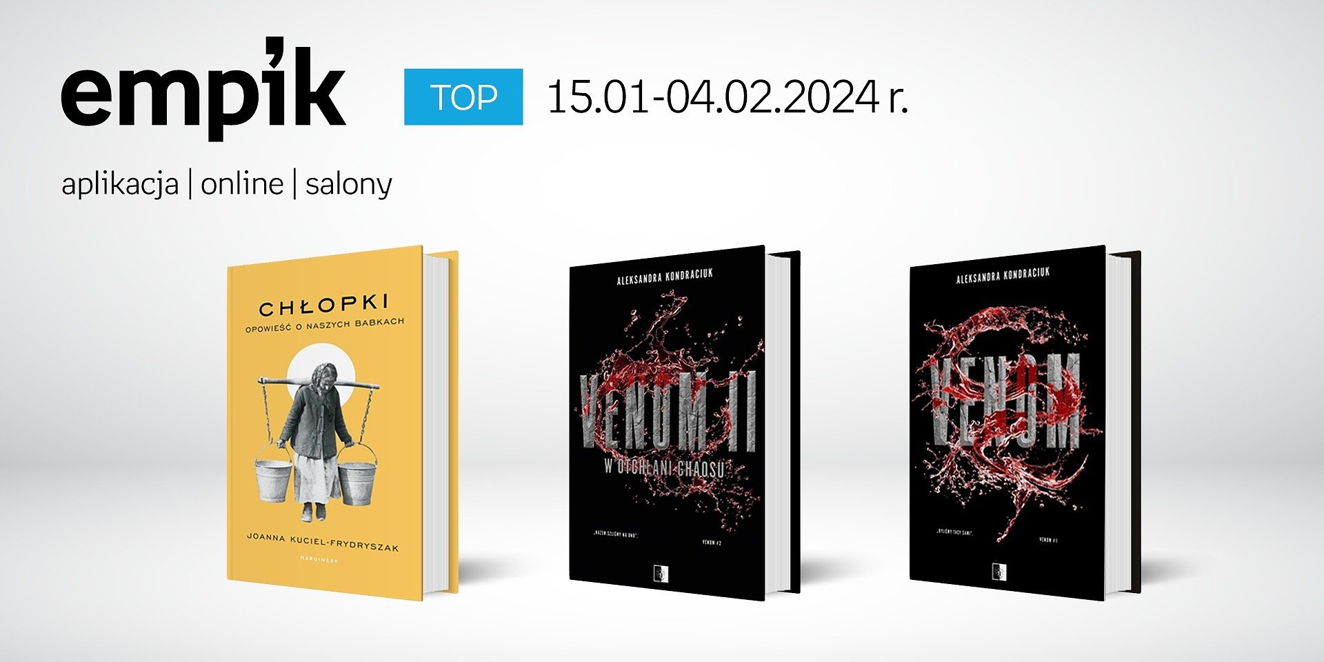 Książkowe listy bestsellerów w Empiku za okres 15.01-04.02.2024 r.