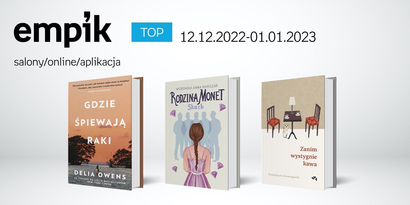 Książkowe listy bestsellerów w Empiku za okres od 12 grudnia 2022 r. do 1 stycznia 2023 r.