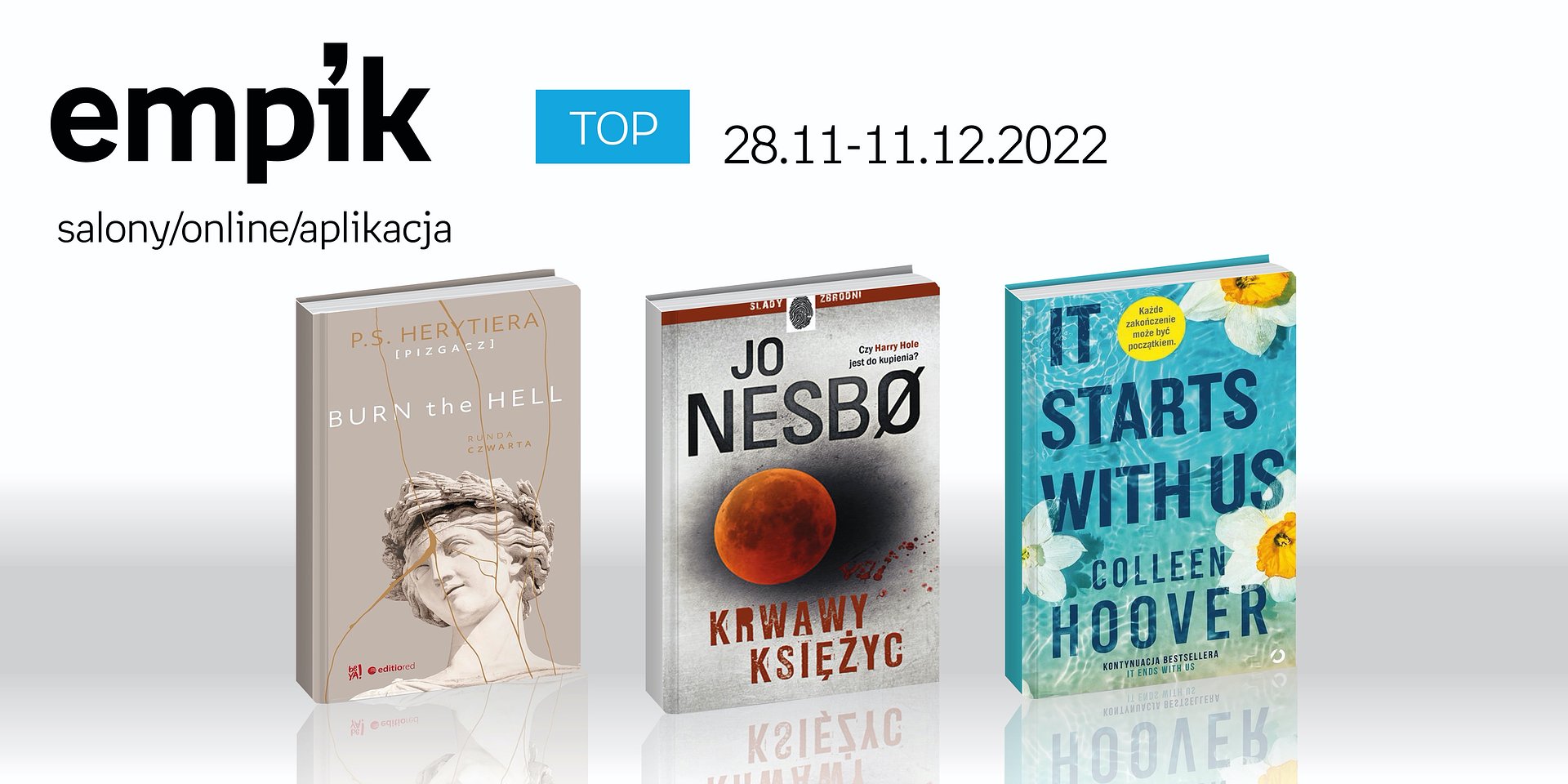 Książkowe listy bestsellerów w Empiku za okres od 28 listopada do 11 grudnia 2022 r