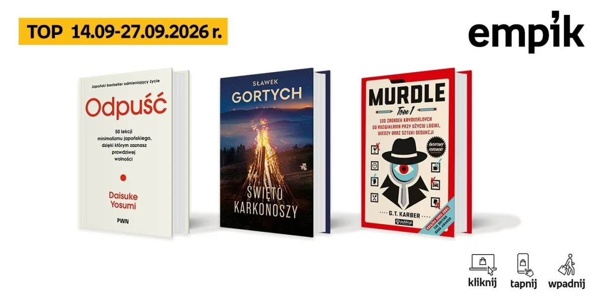 Grafika Empiku z okładkami trzech pierwszych tytułów listy ogólnej za 14–27 września 2026