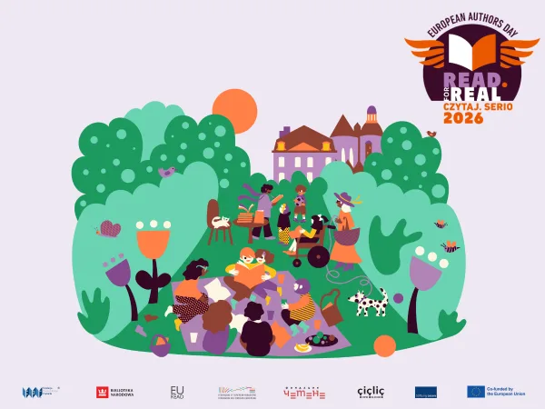 Ilustracja Europejskiego Dnia Autorów 2026 #CzytajSerio #ReadForReal
